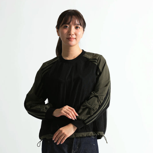 袖リボン×サイドライン 裾ドロスト デザイントップス（全3色）