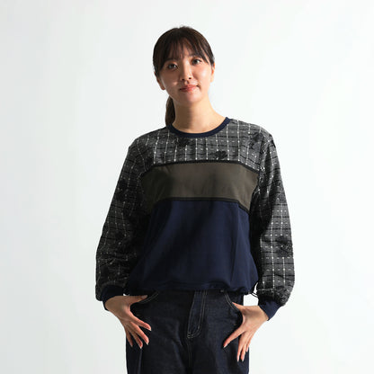 チェック×フラワー切り替えデザイントップス