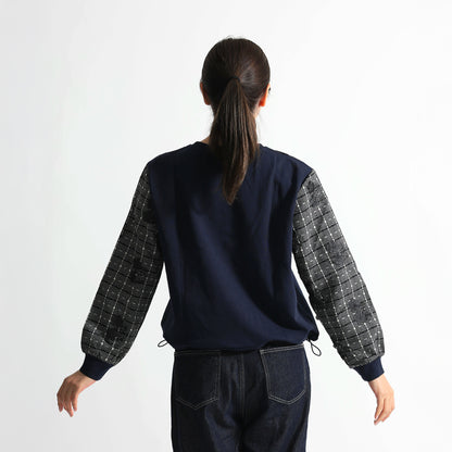 チェック×フラワー切り替えデザイントップス