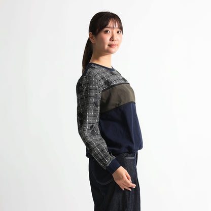 チェック×フラワー切り替えデザイントップス