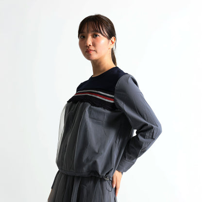 レース切替デザイン 異素材ドッキングトップス（ユニセックス）