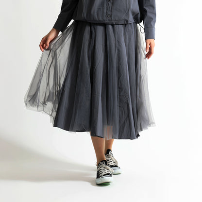 レース×チュール切替 イージーフレアスカート