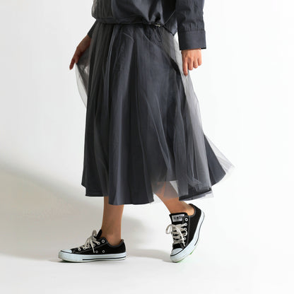 レース×チュール切替 イージーフレアスカート