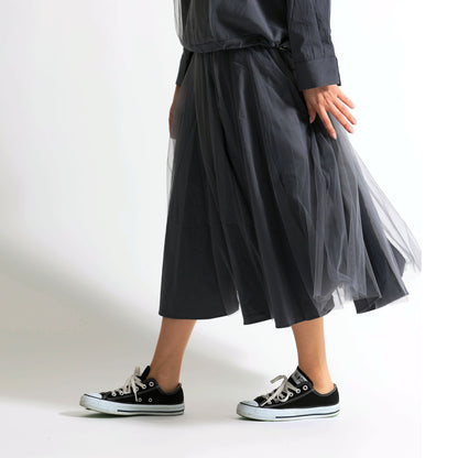 レース×チュール切替 イージーフレアスカート