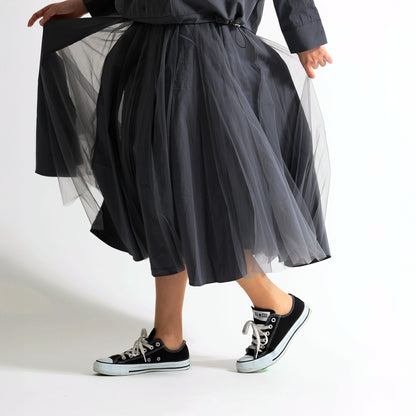 レース×チュール切替 イージーフレアスカート