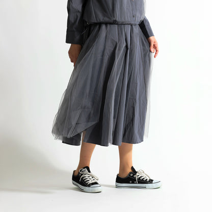 レース×チュール切替 イージーフレアスカート