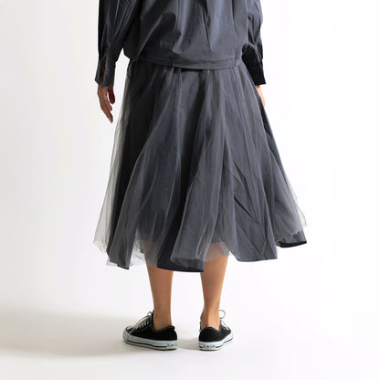 レース×チュール切替 イージーフレアスカート