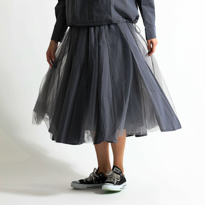 レース×チュール切替 イージーフレアスカート