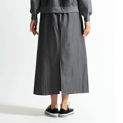 ピンストライプ切り替え 再構築デザイン デニムロングスカート