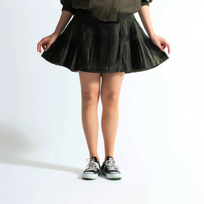 プリーツ切替 ミニスカート