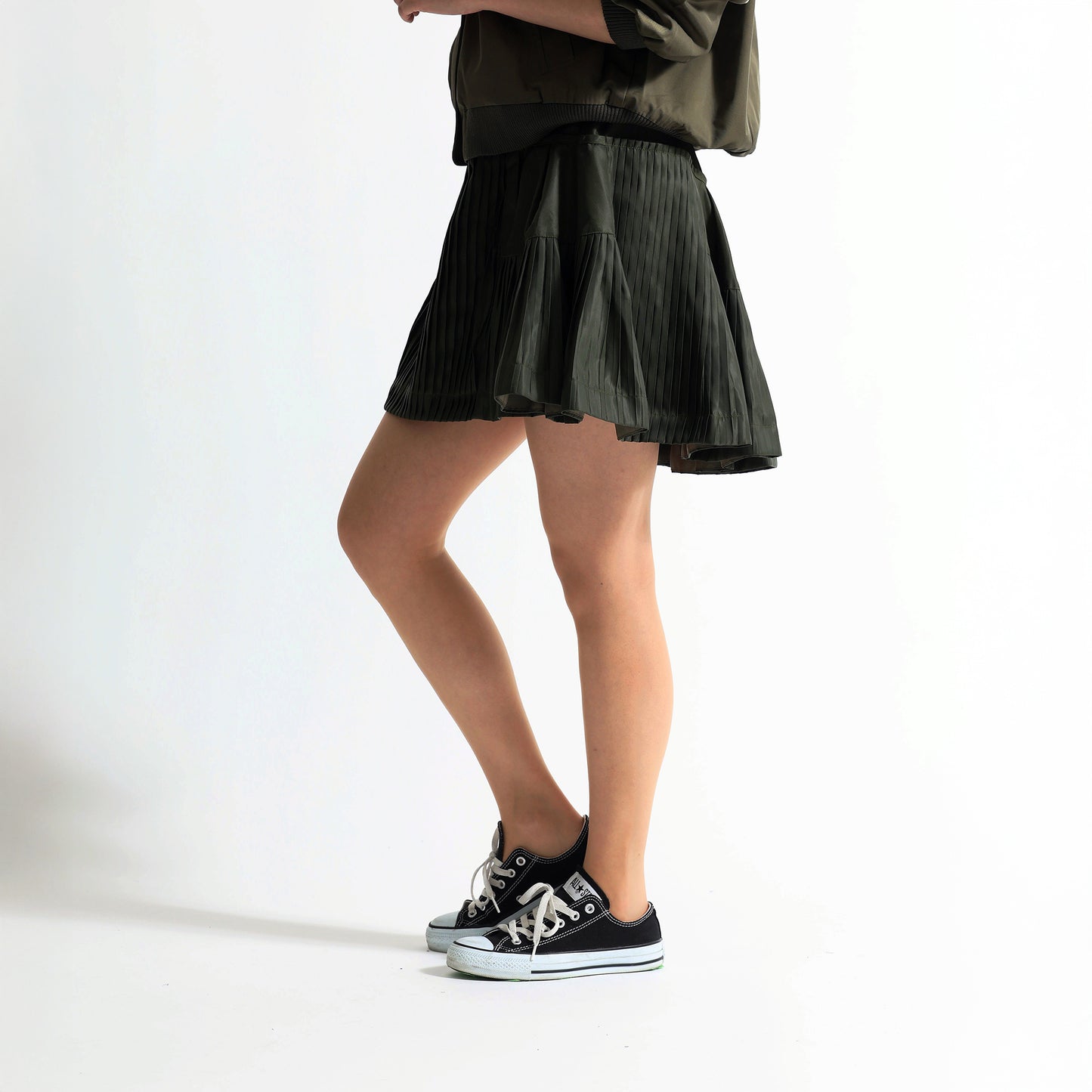 プリーツ切替 ミニスカート