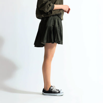 プリーツ切替 ミニスカート