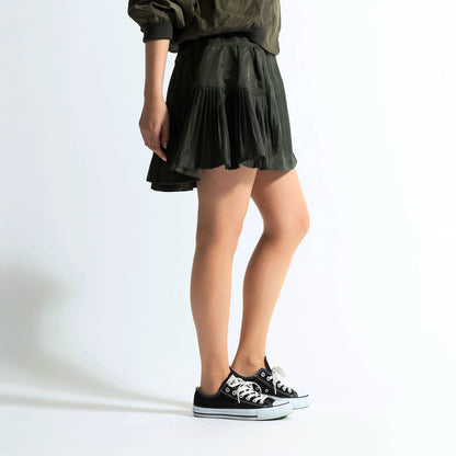 プリーツ切替 ミニスカート