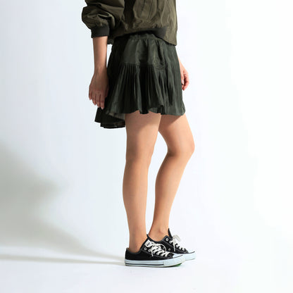 プリーツ切替 ミニスカート