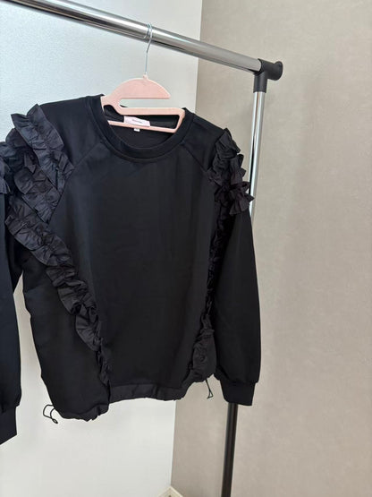 袖フリル デザイントレーナー スウェット