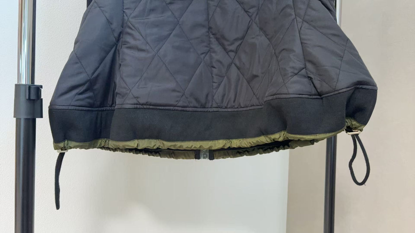 異素材コンビ ダイヤモンドキルト ハイブリッド・フーディージャケット