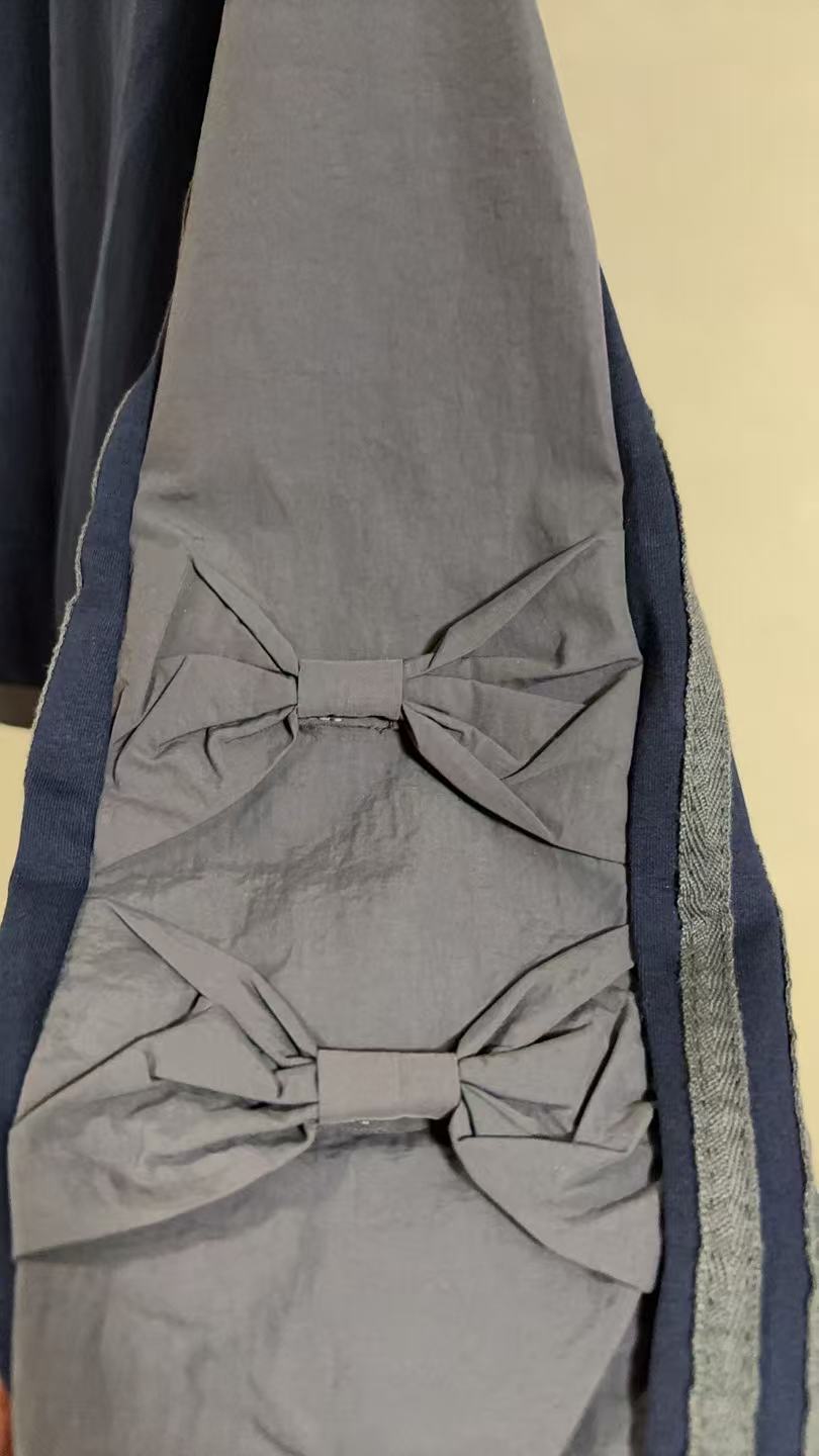 袖リボン×サイドライン 裾ドロスト デザイントップス（全3色）