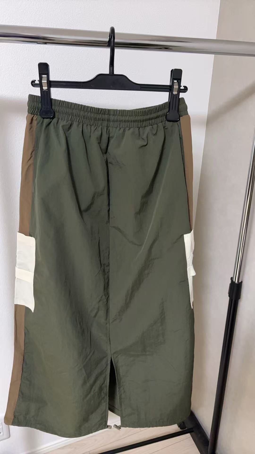 エスニック刺繍 レイヤード ラップデザイン ロングスカート / テック モード系 ワイドボトムス