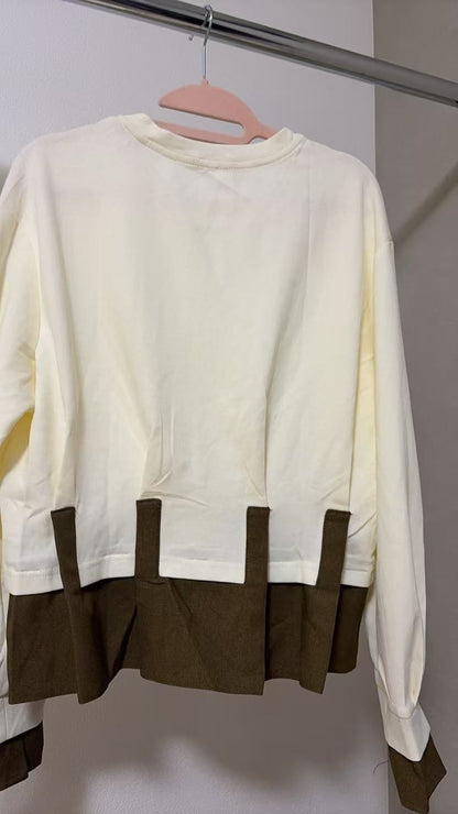 【ドッキングデザイン】裾切り替え ペプラム風プルオーバー