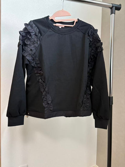 袖フリル デザイントレーナー スウェット