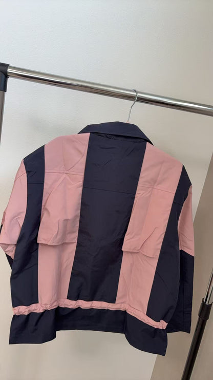 バックギャザー カラーブロック トラックジャケット