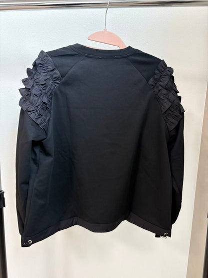 袖フリル デザイントレーナー スウェット