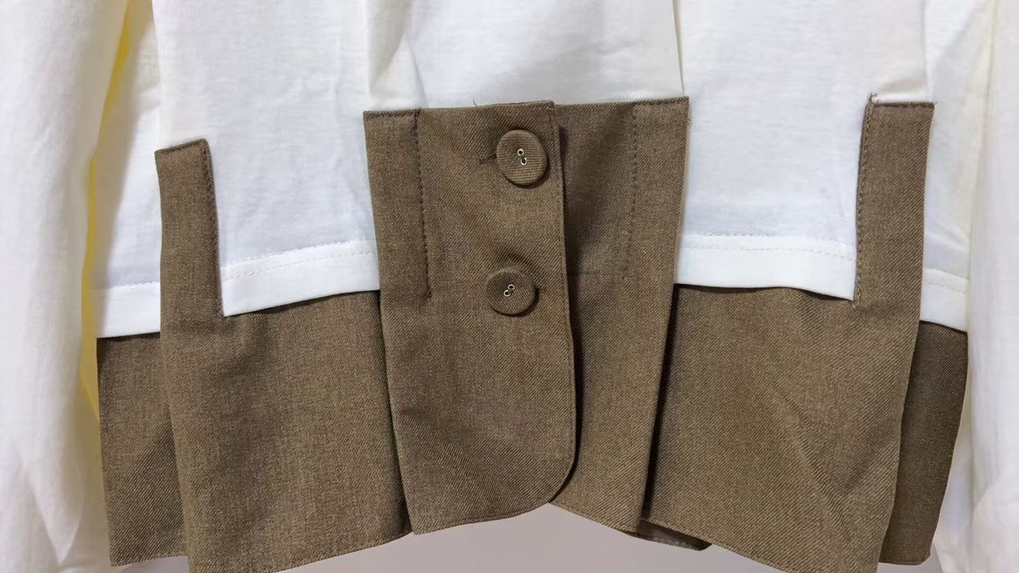 【ドッキングデザイン】裾切り替え ペプラム風プルオーバー