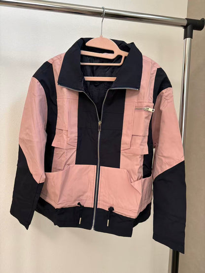 バックギャザー カラーブロック トラックジャケット