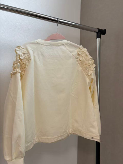 袖フリル デザイントレーナー スウェット